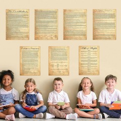 7Pcs American Founding Documents Poster US Constitution with All Amendments, Dec