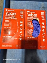 2 OPEN BOXES MEDICOM Vulcan Latex-Free Indigo Nitrile Gloves, Size M – 150 Count
