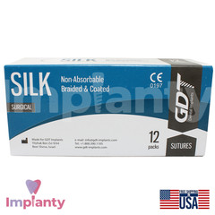 GDT Dental Braided Silk Thread Black Silicone SteriIe Individual Packs