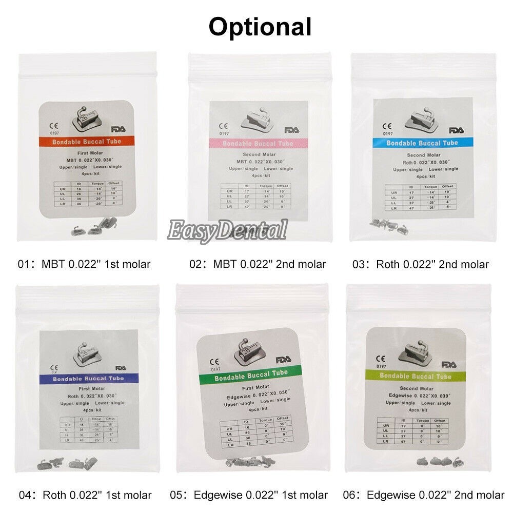 1 Pack Dental Buccal Tube MBT 1st 2nd 018 022 Bondable Non-con MBT Roth Edgewise
