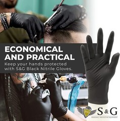 S&G Black Nitrile Gloves Latex Powder Free 5 Mil 2x100pcs 1000pcs M/L/XL