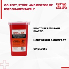 Ever Ready EVR202 Sharps Container Waste Disposal 1 Quarts / 32oz – RED 6PCS