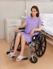 Deyeek Hospital Gowns for Women Tear Away Snap Short Sleeve Large, Purple