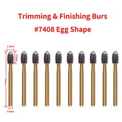 10 Pcs Dental Tungsten Carbide Burs Trimming & Finishing Bur 7408 19mm Egg shape
