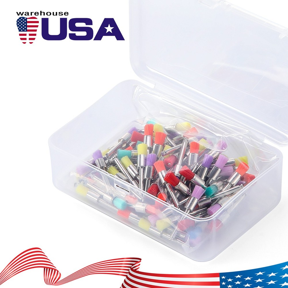 100pcs/Box Dental Polishing Polisher Prophy Brush Bowl Flat Type Colorful Nylon