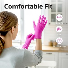 Disposable Nitrile Gloves Pink Fuchsia Powder-Free Food Safe Waterproof 100pcs