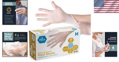 Clear Vinyl Exam Gloves – 100 Medium Powder-Free, Water-Resistant & Versatile