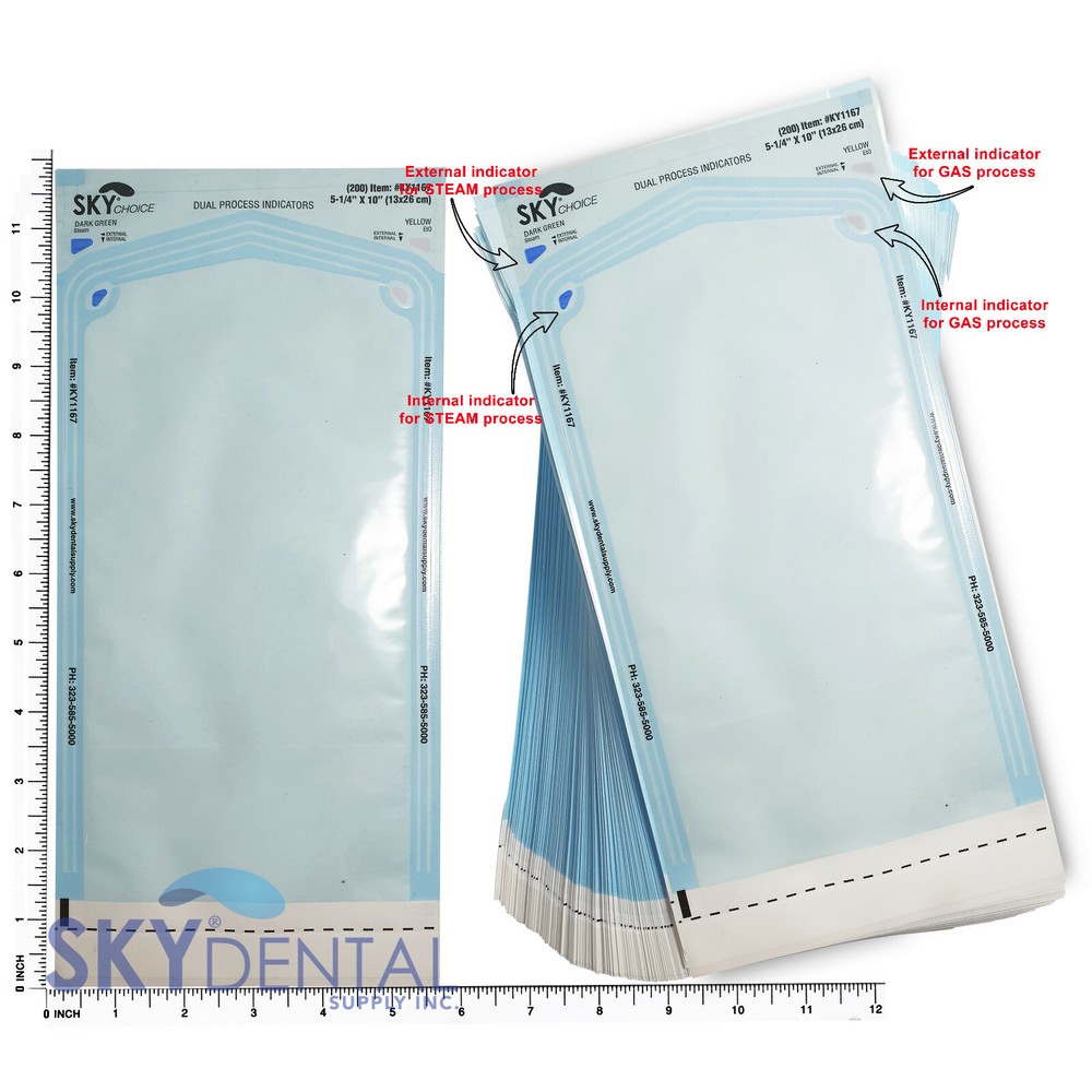 5-1/4″ x 11″ Dental Medical Self Seal Pouch Sterilization Bag Pouches (200 Bags)