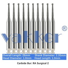 10-100pc Dental Surgical Round Carbide Burs Latch Type Slow Speed 26mm RA SURG 2