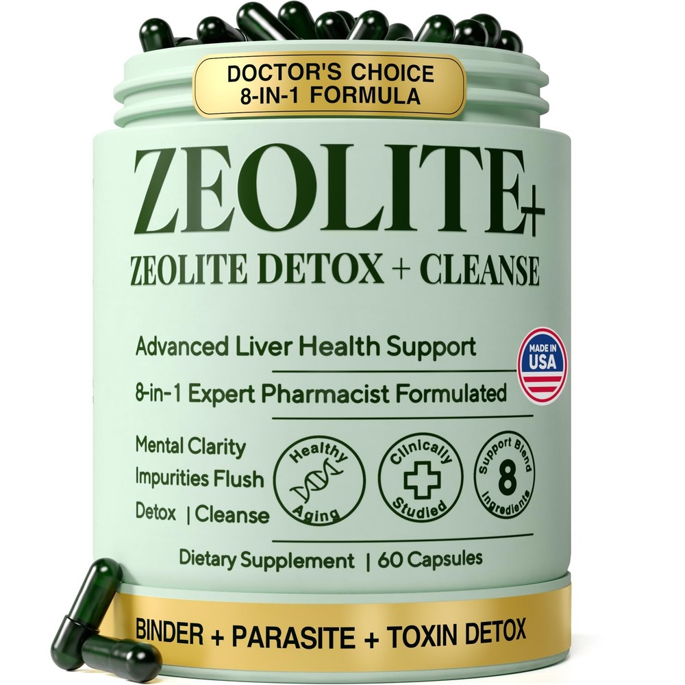 Zeolite Binder Detox – Parasite Cleanse for Humans 60 Count (Pack of 1), Blue