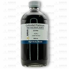 True Colloidal Platinum NanoParticles (PtNPs): 25 ppm – 500 mL in Glass