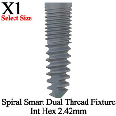 1pcs Dental Spiral Smart Dual Thread Fixture Int Hex 2.42mm Titanium Lab
