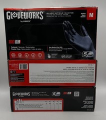 3 PACK GLOVEWORKS Industrial Black Disposable Nitrile Gloves 5 Mil 300 GLOVEs