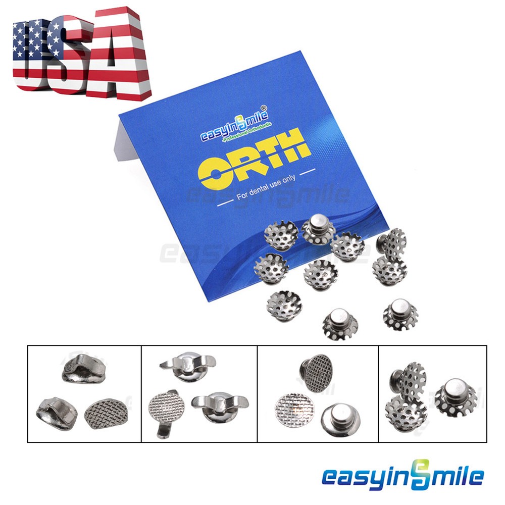10PCS Dental Orthodontic Lingual Buttons Bondable round/rectangular Mesh Base
