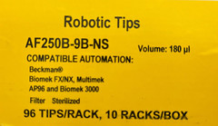 CASE of GEB AF250B-9B-NS 180uL Robotic Tips 96 tips/rack, 10, racks/box, 5 boxes