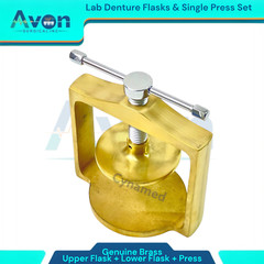 Set of 3 | Denture Compression Flask Press + Upper & Lower Flasks -Genuine Brass