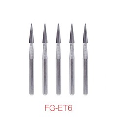 5 Pcs Dental Tungsten Carbide Bur Trimming&Finishing Safe End Taper FG ET6/ET9
