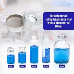 Aluminum Crimp Vial Cap Seal&Natural PTFE/Silicone Septa for Headspace Vial,20mm