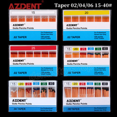 AZDENT Dental Gutta Percha Points Taper 0.02/0.04/0.06 15#-40# For Endo Use