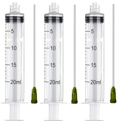 3 Pack 20ml Industrial Plastic Syringes with Blunt Luer Lock Needle 4 Inch for S