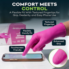 Fuchsia Hot Pink Nitrile Disposable Gloves -3 Mil Medical Exam Nitrile Gloves -P