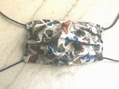 Face mask, Butterfly, Handmade, Reversible, two layer with ties