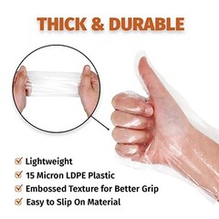 1000 Count Large Disposable Gloves – BPA Free Poly PE LDPE Plastic for Food Prep