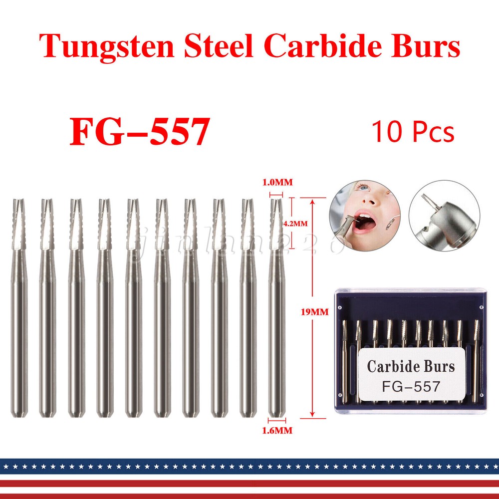 Dental 557 FGOS Surgical Carbide Burs FG-557XL 25mm 19mm Fissure Cylinderical