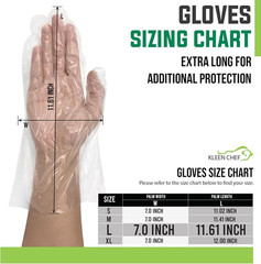KLEEN CHEF Disposable Food Handling Long Cuff Cleaning Poly Gloves, One Size Fit
