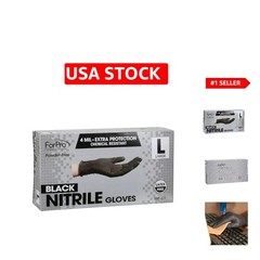 Powder-Free Black Nitrile Gloves, Large Size – 100 Pack, Puncture Resistant