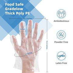 Food Prep Gloves Plastic Food Safe Gloves, Food Handling, One Size Fits Most …