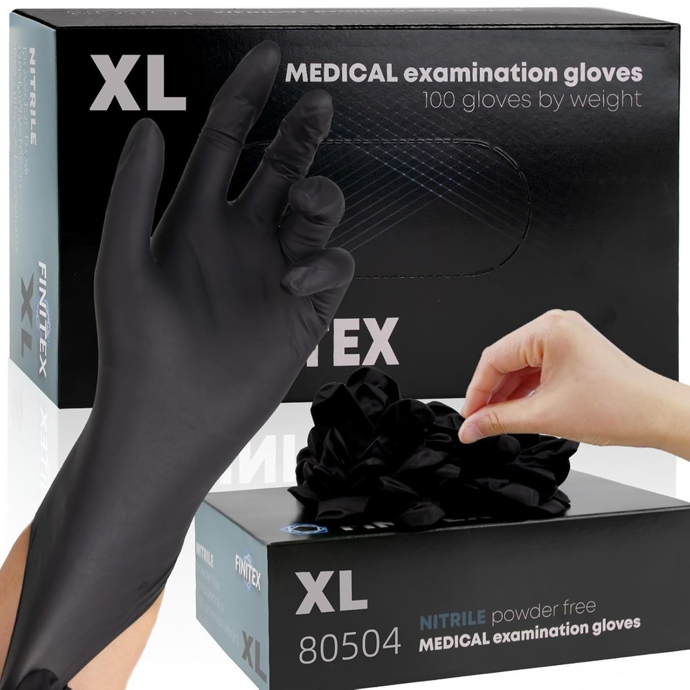 Black Nitrile Disposable Gloves, 5mil, Powder/Latex-Free, Medical Exam 100 PCS