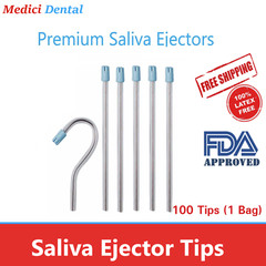 100 Tips – Saliva Ejectors Ejector CLEAR/BLUE Dental Suction Tips Disposable
