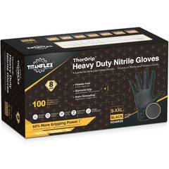 TitanFlex Heavy Duty Black Industrial Nitrile Gloves, 8-mil, Large, Box of 10…