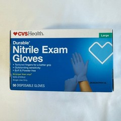 CVS Health Durable Nitrile Exam Gloves Size LARGE 50 Disposable Non-Sterile
