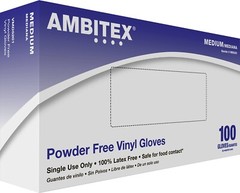 Ambitex Powder-Free, Latex-Free Vinyl Disposable Gloves, Medium – Box Of 100!