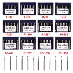 FG Round Dental Burs, 19mm (Pack of 10-100), Carbide for High Speed Handpiece