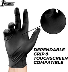 Black Nitrile Gloves Disposable Latex Free – Exam Grade Black Gloves for Cook…