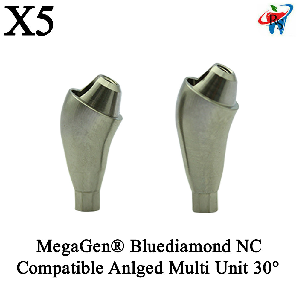 5x Dental MegaGen® Bluediamond NC Compatible Angled Multi Unit 30° Abutments