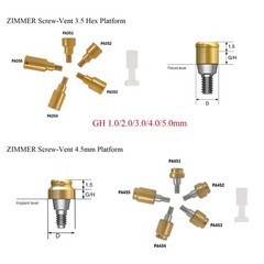 Zimmer Screw-Vent 3.5/4.5mm Locator Abutment Dental Implant Abutment & Male Caps