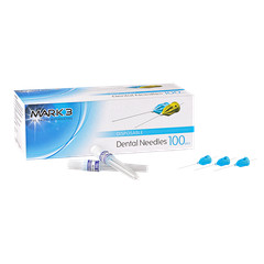 Mark3 16306 Dental Needles 30 Gauge Short 1″ 25mm Blue Plastic Hub 100/Bx