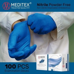 MEDITEX® Exam Nitrile Gloves Indigo Blue PowderFree 4mil Small-XL 1000 PCS