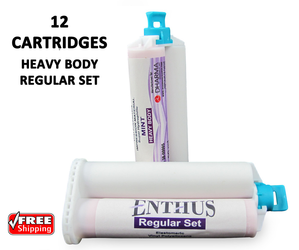 HEAVY BODY VPS Impression Material REGULAR SET – Enthus – 12 X 50ml Cartridges
