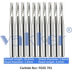 Vakker 10PC Dental Bur Friction Grip Carbide Burs FG SS 2 6 8 Short Shank 16.5mm