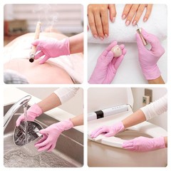 Pink Nitrile Gloves, 3-mil, Industrial Gloves Disposable Latex Free Cleaning