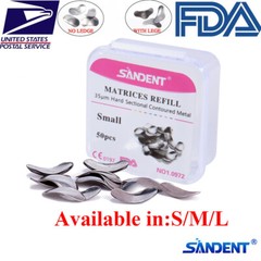 50pc Dental Metal Matrices Matrix Band Sectional Contoured Refill Thickness 35μm