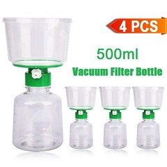 Disposable PES Filter Vacuum Units 0.22μm 500ml Bottle Top&Receiver Flask 4Pcs