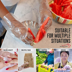 KLEEN CHEF Disposable Food Handling Long Cuff Cleaning Poly Gloves, One Size Fit