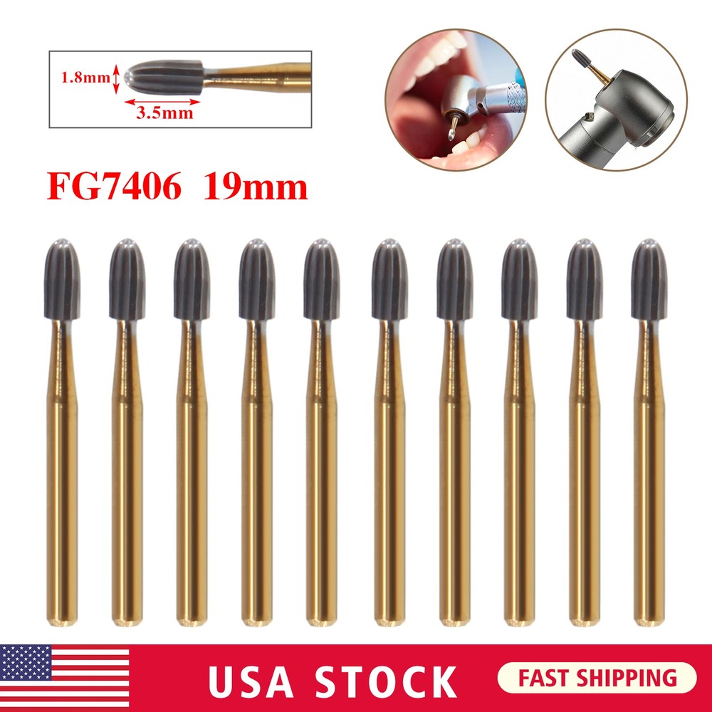 Dental Bur Trimming & Finishing Gold Carbide Burs FG 7901 /7902 /7406 /7408 ns