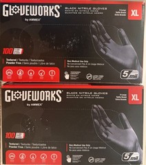 (2 PACK) GLOVEWORKS (Size: XL) 5mil Black Nitrile Gloves, 100 Count, (200 Total)